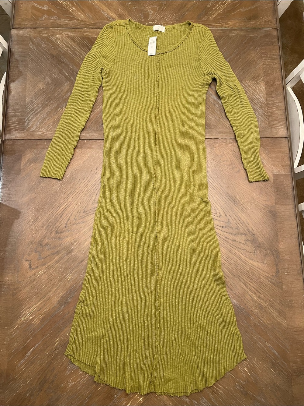Anthropologie Olive Ribbed Maxi Dress fitted Bodycon